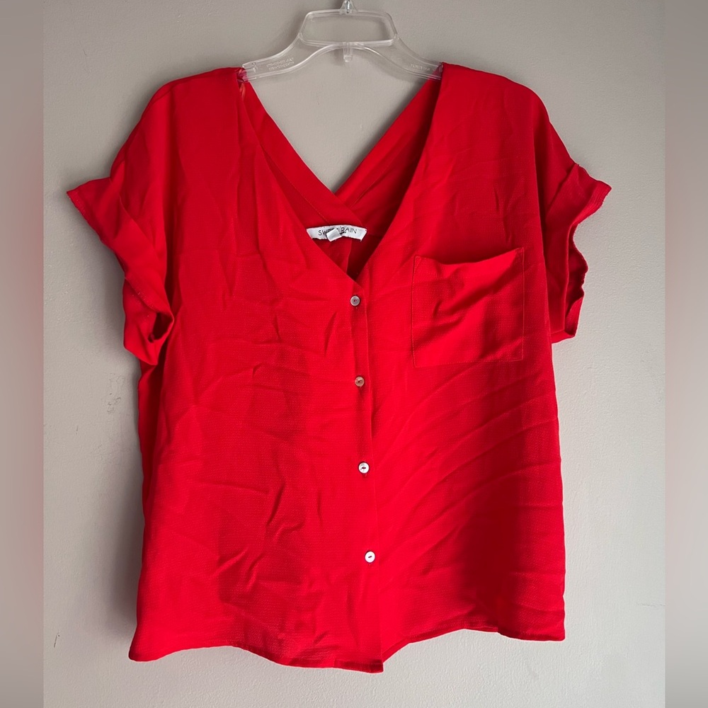 Sweet Rain Vivid Red Button-Down Shirt